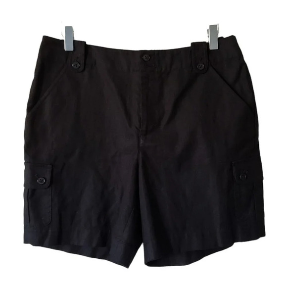 Lauren Ralph Lauren TANGIERS 6-pocket Women's Shorts NEW Linen Cotton Black Sz 8